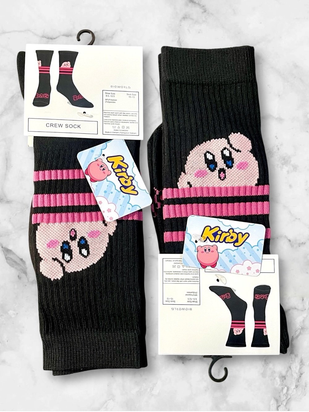 New Men’s 2 pair of Kirby from Nintendo black crew socks